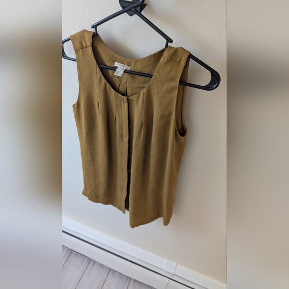 J. Crew mustard colored silk sleeveless blouse size 0 - Picture 6 of 7